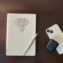 WHITE ENGRAVED MAMMONTH DIARY Gift For Him | Journal | White Journal | White Diary