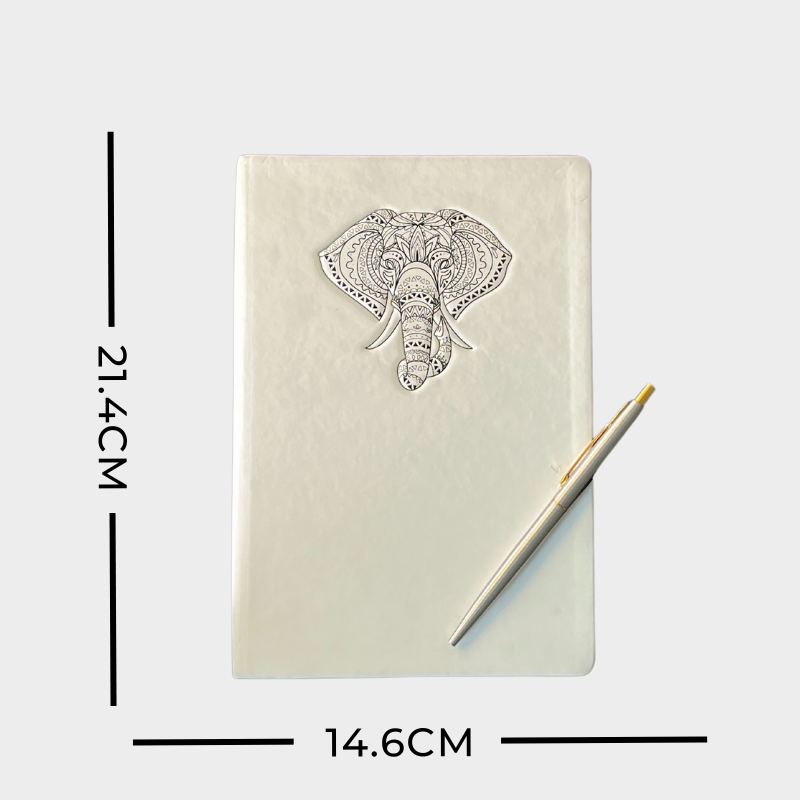 WHITE ENGRAVED MAMMONTH DIARY Gift For Him | Journal | White Journal | White Diary