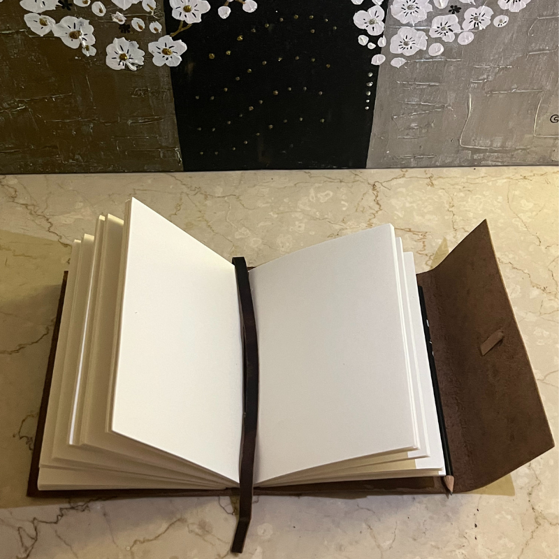 uniHOOF Leather Bound Journal | Real Leather Embossed Brown | Perfect Leather Journal Diary | uniHOOF Handmade Leather Journal Diary