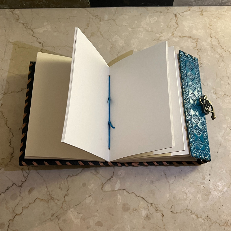 uniHOOF Ocean Blue Stone Leather Journal | Handmade Leather Journal Diary |  Perfect Leather Journal Diary | Handmade Paper