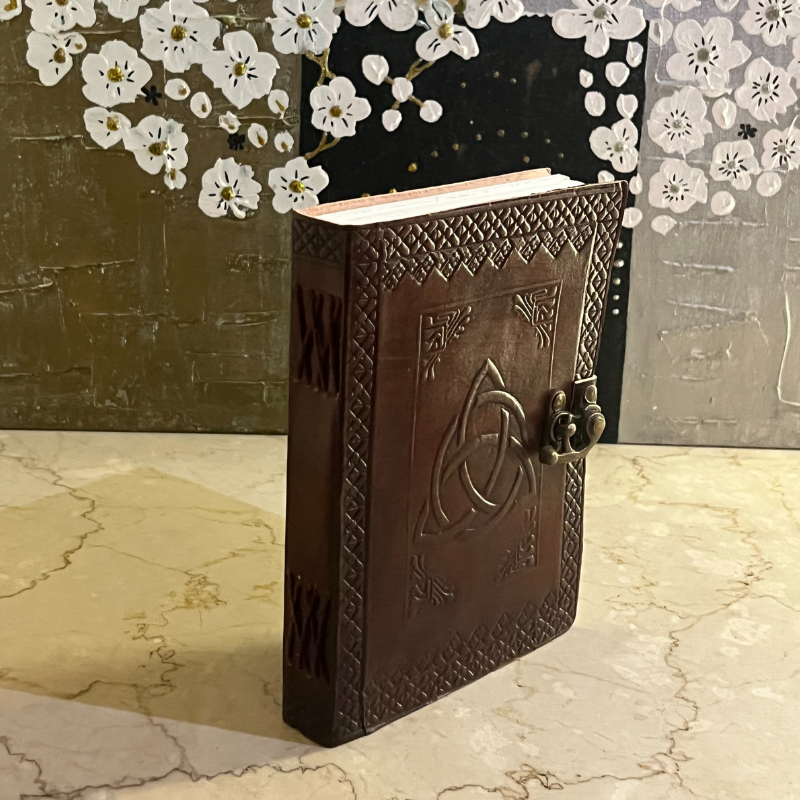 uniHOOF Third Eye Leather Journal | Craft Hand Made Leather Diary for Man and Woman Color Brown Leather Diary with Stone and Metal Lock for Gift