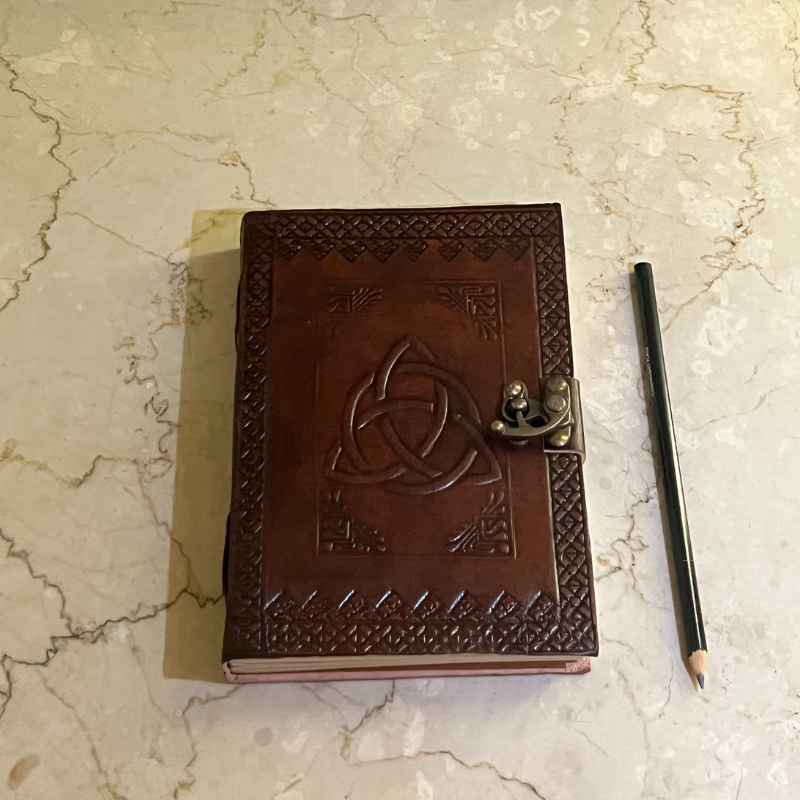 uniHOOF Third Eye Leather Journal | Craft Hand Made Leather Diary for Man and Woman Color Brown Leather Diary with Stone and Metal Lock for Gift