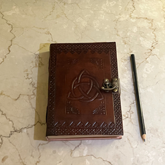 uniHOOF Third Eye Leather Journal | Craft Hand Made Leather Diary for Man and Woman Color Brown Leather Diary with Stone and Metal Lock for Gift