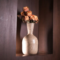 uniHOOF Colossal Base Crack Beige Vase | Vase | Classy Vase | Vase for Room Decor | Vase for Living Room | Unbreakable Vase