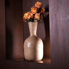 uniHOOF Colossal Base Crack Beige Vase | Vase | Classy Vase | Vase for Room Decor | Vase for Living Room | Unbreakable Vase