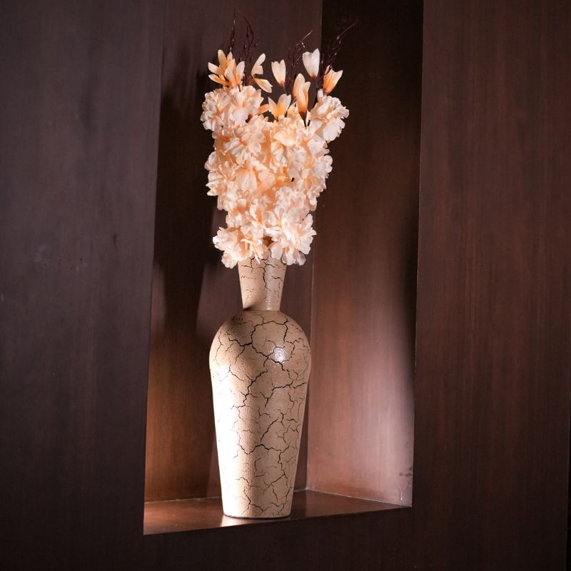 uniHOOF Crack Beige Vase | Vase | Classy Vase | Vase For Room Decor | Vase For Living Room | Unbreakable Vase
