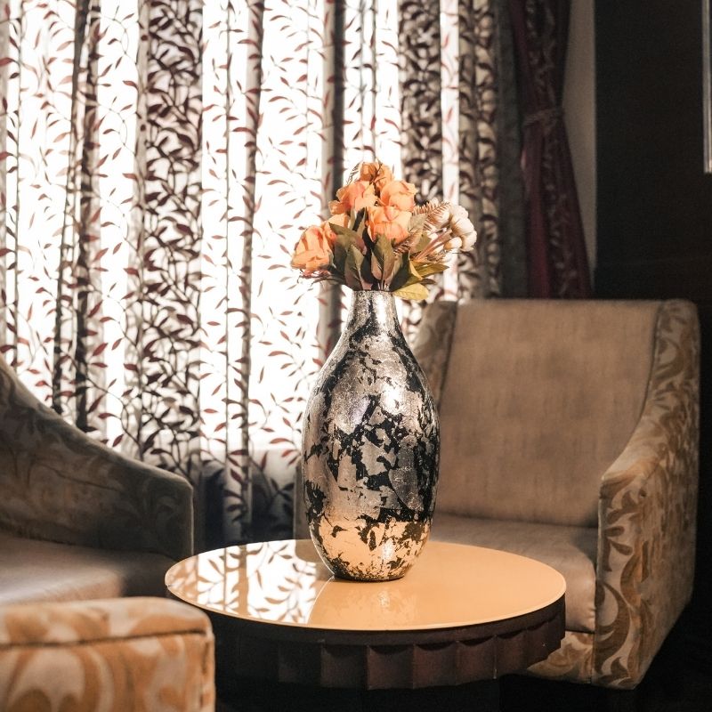 uniHOOF Metal Extra Large Hammered Vase for Home Decor | Vase for Decoration | Decorative Flower Pot| Chrome Finish (Silver)