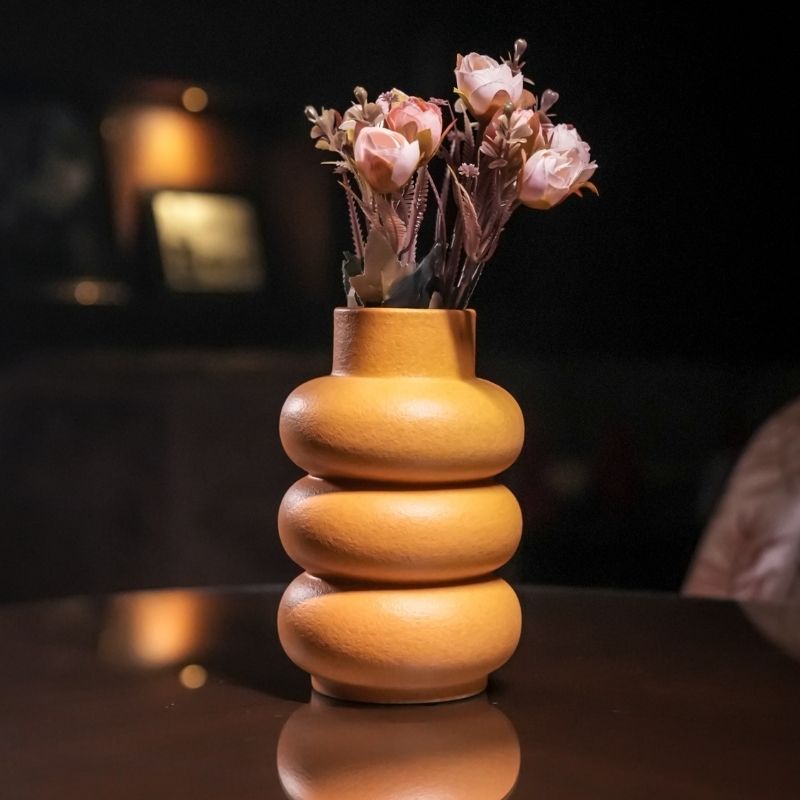 uniHOOF Marigold Yellow Toned Urban Vase | Yellow Vase | Orange Vase | Aesthetic Vase For Home | Vase for Office