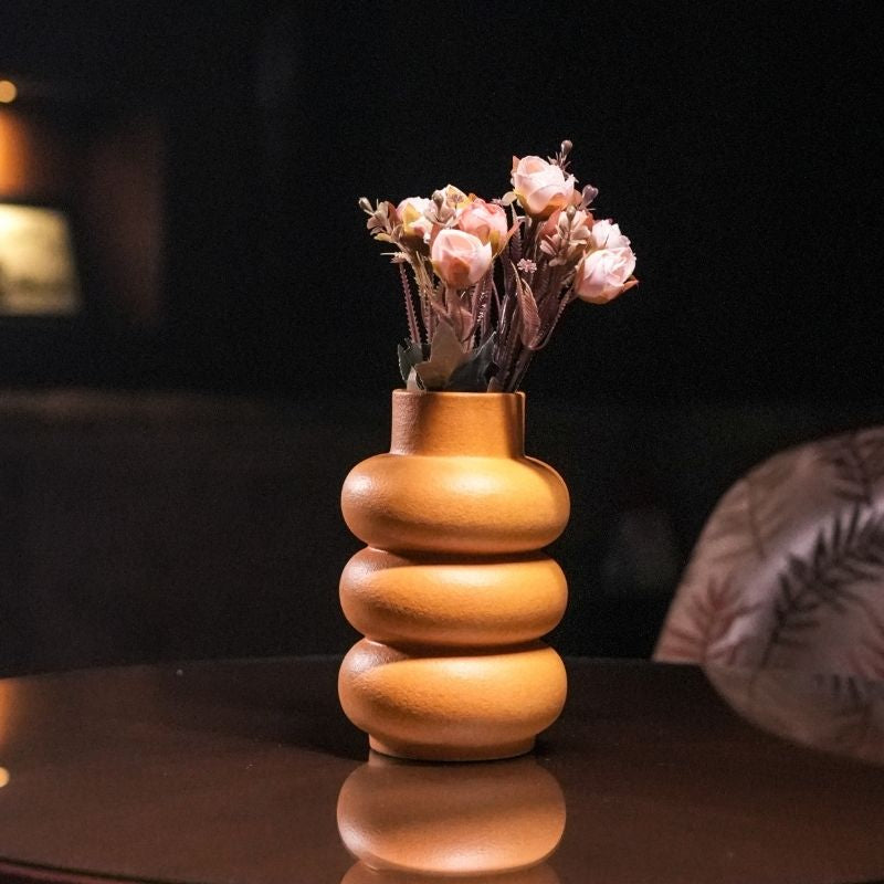 uniHOOF Marigold Yellow Toned Urban Vase | Yellow Vase | Orange Vase | Aesthetic Vase For Home | Vase for Office