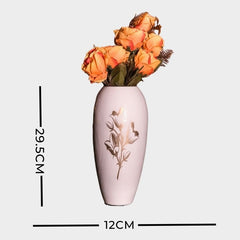 uniHOOF ICONIC GOLDEN FLOWER PRINT VASE | White Tall Vase | White Flower Pot | White Vase For Office | White Vase for Home