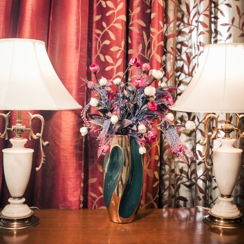 Twisted Green And Gold Vase | Green Vase For Office | Vase For Home | Aesthetic Vase For Home | Vase for Office