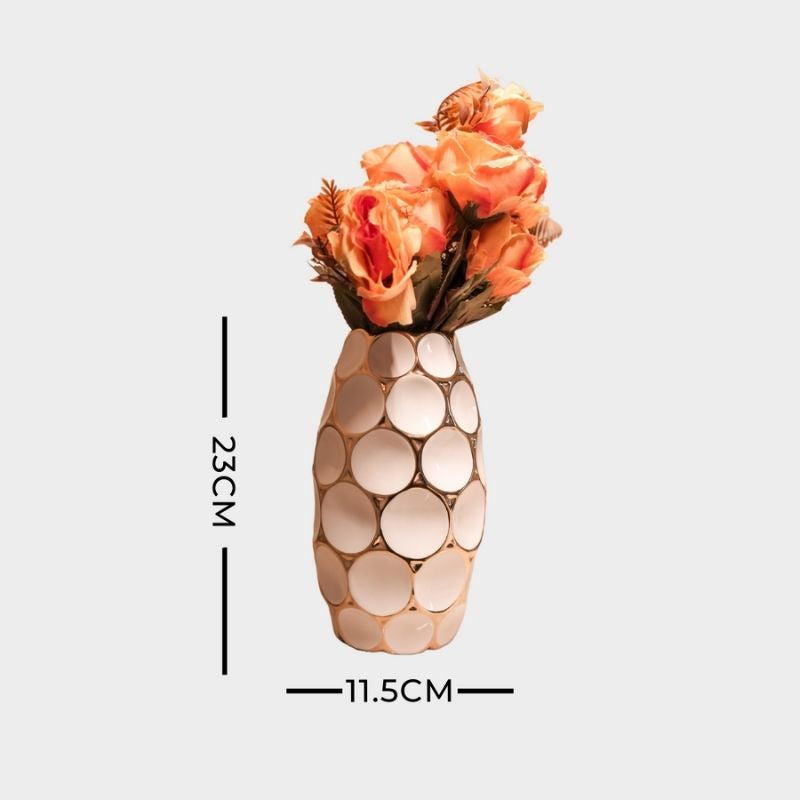 GOLD TONED AND WHITE URBAN VASE (LARGE)