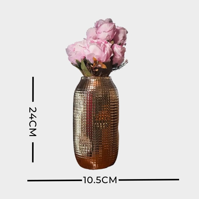 uniHOOF Hammered Metal Gold Vase | Decorative Vase | Golden Decorative Vase | Gold Vase For Home Decor | Gold Vase For Living Room